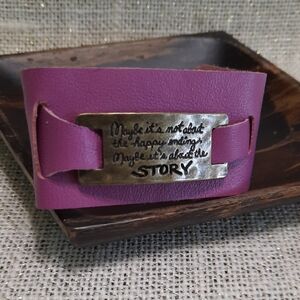 Pink Leather Bracelet with Inspirational Quote